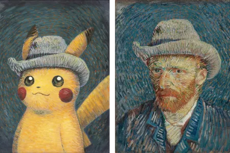 Pikachu takes van Gogh&#39;s place in this recreation of Self-Portrait with Grey Felt Hat&nbsp;(1887)
