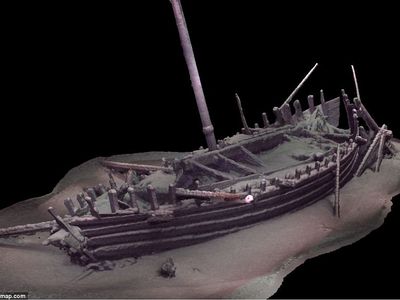 3D recreation of an Roman galley found on the floor of the Black Sea