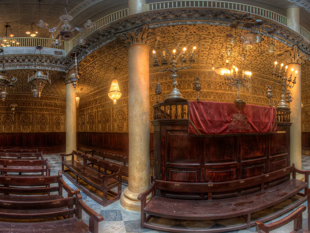 OPENER-Moshe Nahon Synagogue in Tangier, Morocco. This is a flattened view of a 360-degree photograph from Diarna’s archives.