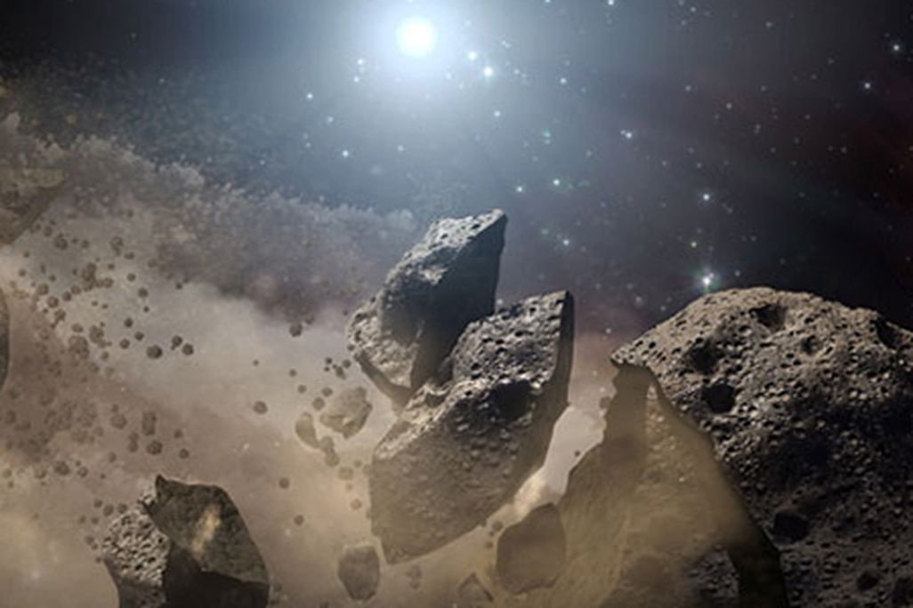 Artist’s conception of a broken-up asteroid