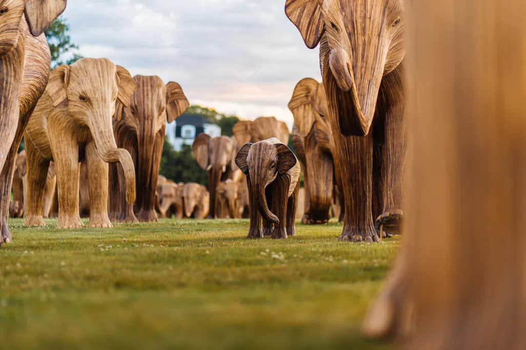 Group of large elephant sculptures