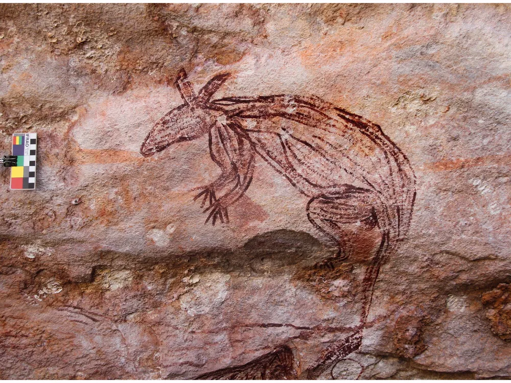 Rock painting of a marsupial 