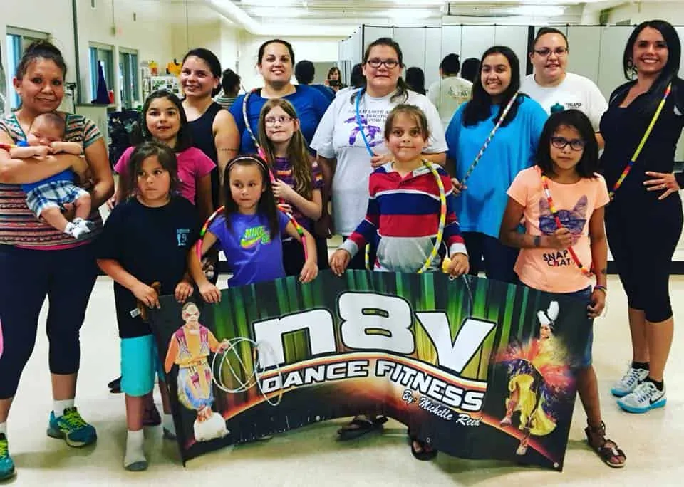 N8V Dance Fitness instructor Michelle Reed (far right) poses with participants of the Hannaville Indian Community of Michigan (Photo used with permission, courtesy of Michelle Reed)