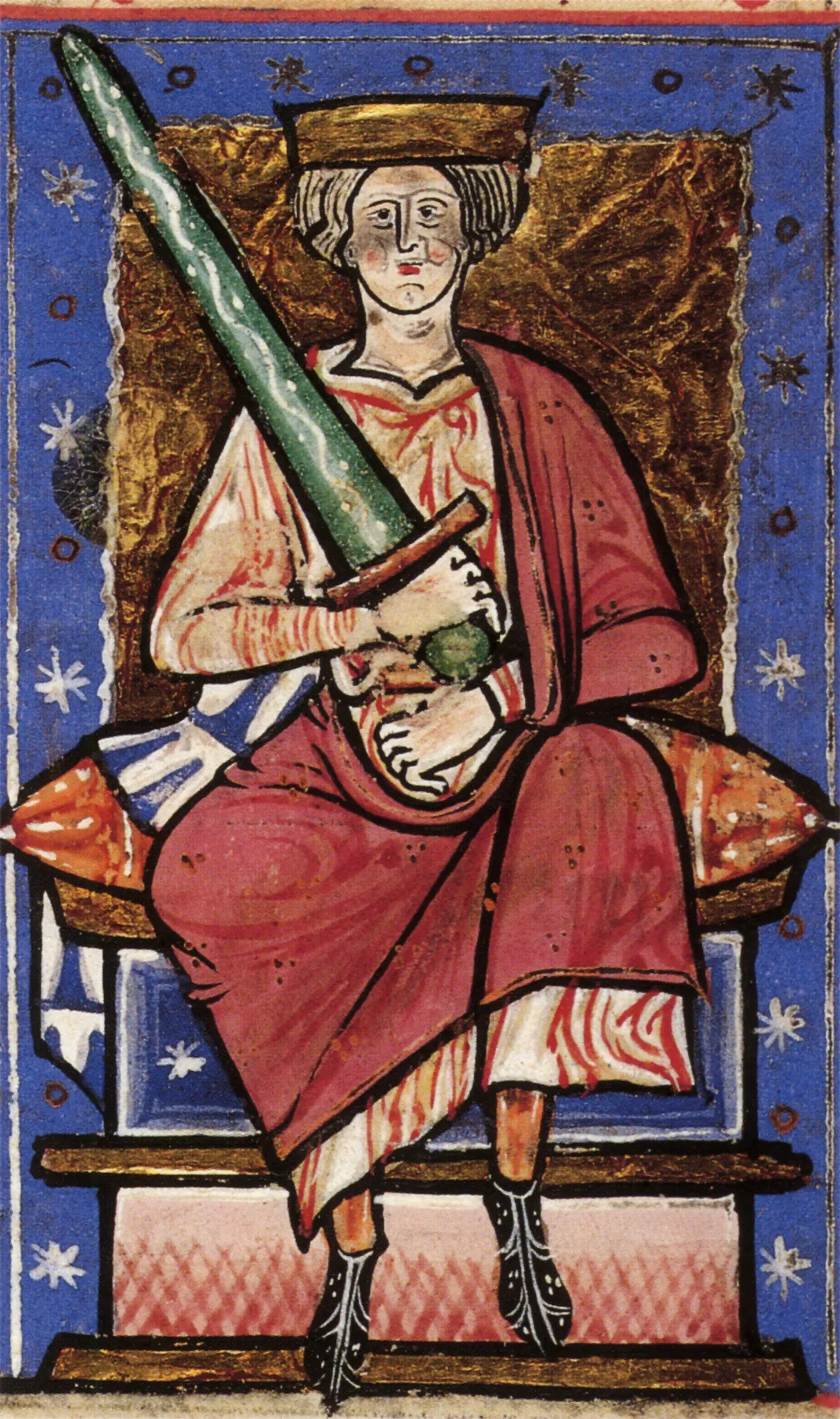 A 13th-century illustration of Aethelred the Unready