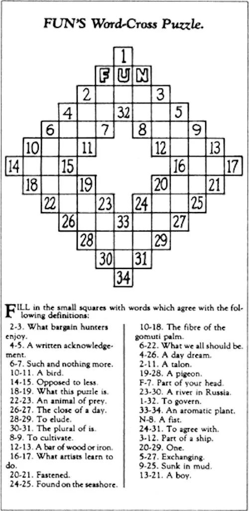 FUN's 1913 Word-Cross Puzzle