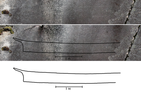 This tracing shows the shape of the carving, which is only visible under certain weather conditions.