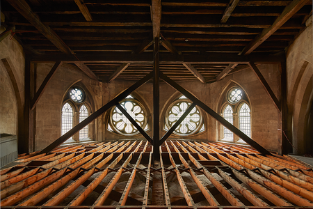 The triforium undergoing renovations