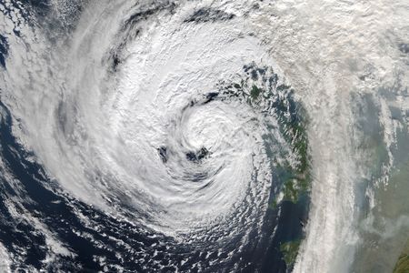 The remnants of Hurricane Ophelia are seen enveloping Ireland on October 16