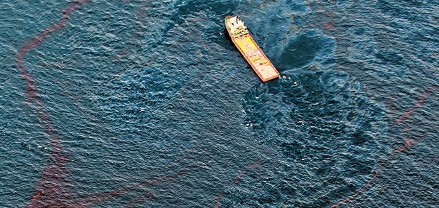 Workboat near site of damaged Deepwater Horizon platform