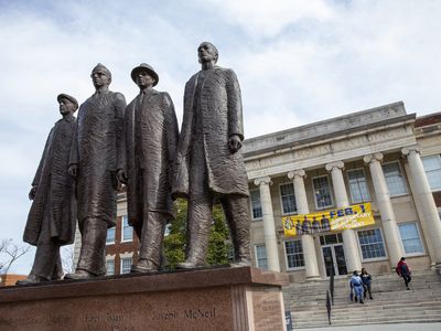 A statue of the four freshmen who led the sit-in at the lunch counter of a Woolworth&rsquo;s department store in Greensboro, North Carolina.&nbsp;