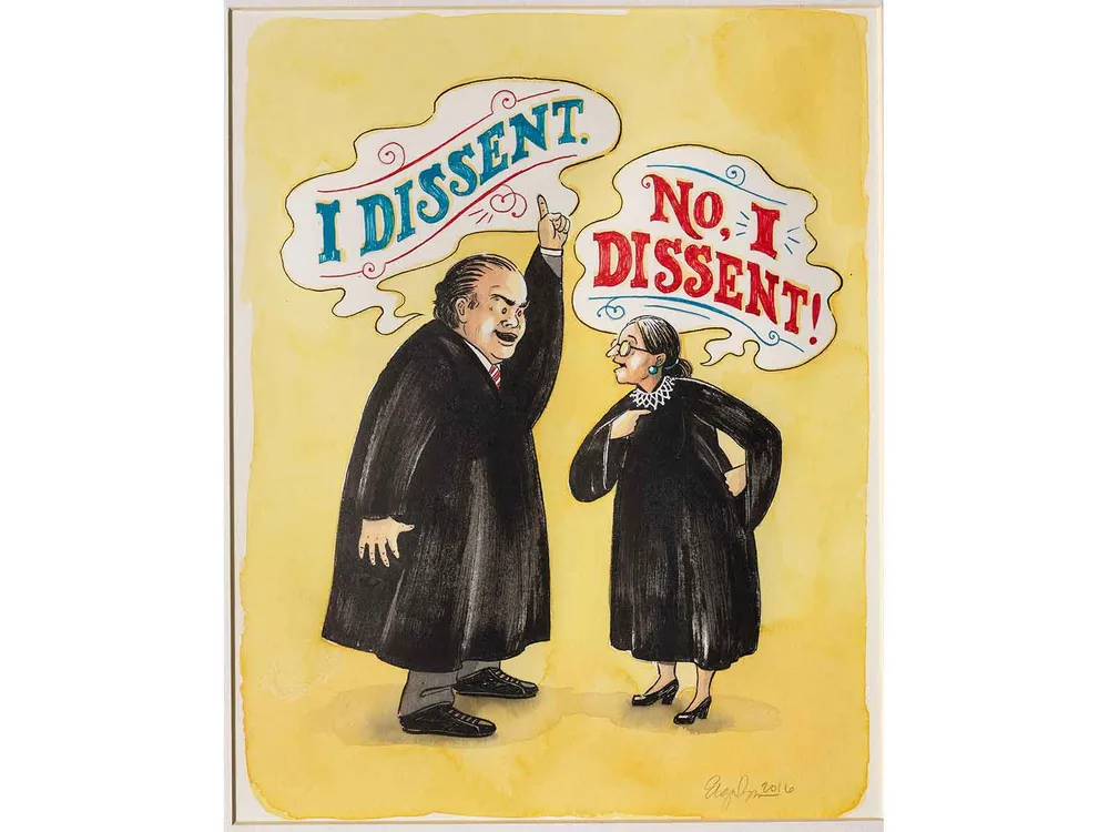 Cartoon of Justices Scalia and Ginsburg “I Dissent, No I Dissent”