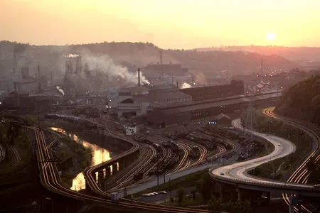 "I was elected to represent the citizens of Pittsburgh, not Paris," President Trump said during his announcement that the United States would be leaving the Paris agreement. Pictured: a steel mill in the Monongahela Valley of East Pittsburgh in the early 1970's.