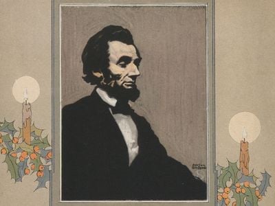 President Lincoln depicted on a Christmas card from the 1920s. Christmas wasn't as important of a holiday in Lincoln's time, but his personal Christmas story is worth telling.