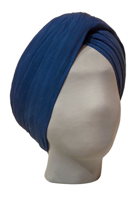 Blue wrapped turban