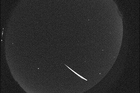 A Quadrantid meteor flies through the sky, as captured by NASA&#39;s All Sky cameras.