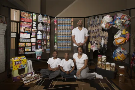 Jacqueline and Kenneth Griffin Jr. live in Atlanta, Georgia, with their two kids, Kenneth “Tre” Griffin III, 9, and Antonio, 7. Over the course of a week, they produced 41.1 pounds of household waste—31 pounds of landfill garbage and 10.1 pounds of recyclables. 