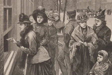 Women vote at the polls in Cheyenne, Wyoming. In Wyoming, women were voting fifty years before the Nineteenth Amendment was passed in 1920.