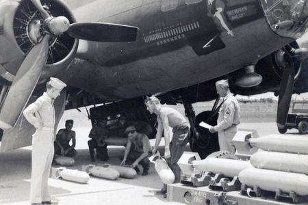 The Memphis Belle being loaded with practice bombs, at MacDill AAF.