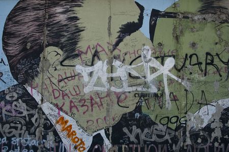 An international group of artists was brought in to paint what is now the East Berlin Gallery, a 1300 meter stretch of the remnant Berlin Wall.