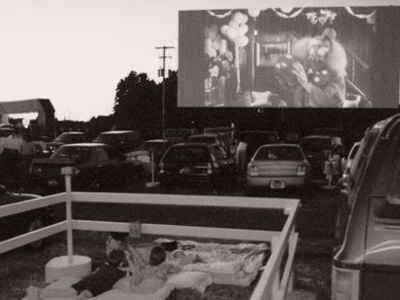 Viewers watch a movie at Shankweiler’s drive-in during the heyday of drive-in theaters.