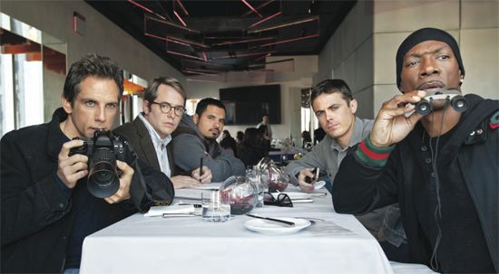 L-R: Ben Stiller, Matthew Broderick, Michael Peña, Casey Affleck, Eddie Murphy in Tower Heist.