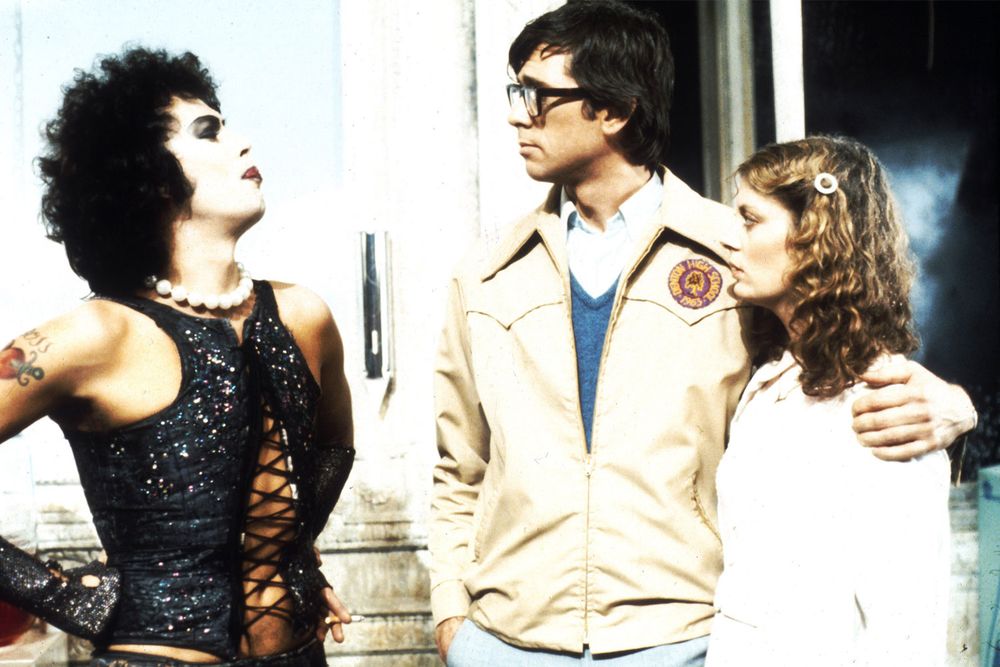L to R: Tim Curry, Barry Bostwick and Susan Sarandon in The Rocky Horror Picture Show