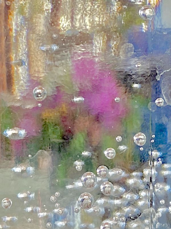 Diffused flowers through a glass of water. thumbnail