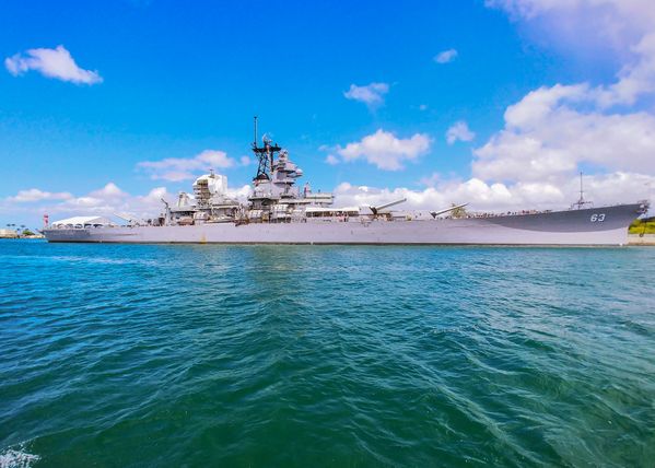 The Mighty Mo touring Battleship Row in Pearl Harbor. thumbnail