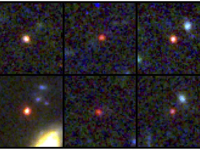 Images of the six objects thought to be massive galaxies from the early universe