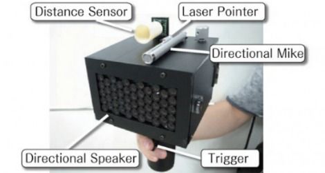 The prototype SpeechJammer gun, created by Japanese researchers.