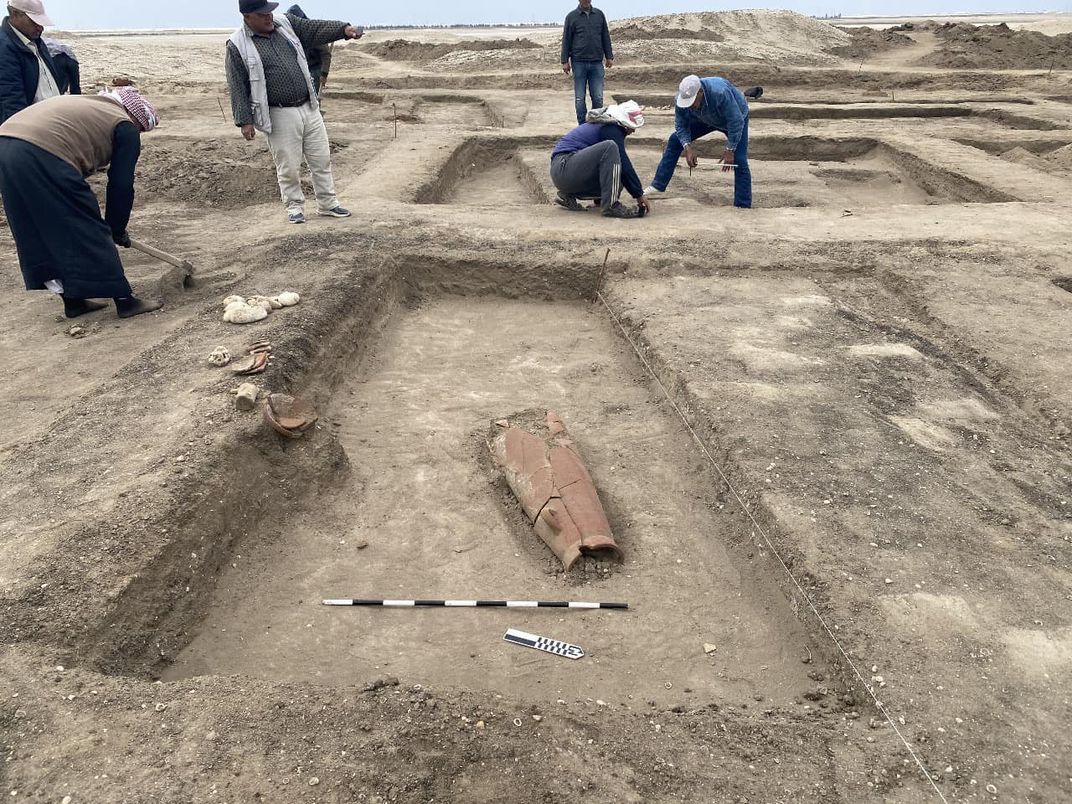 Archaeologists conduct an excavation at Tel Habwa