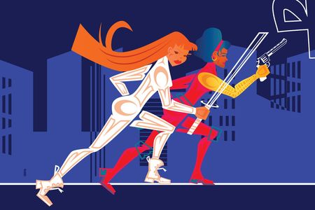 Of Gods and Heroes by Jeffrey Veregge, 2018  (detail featuring Colleen Wing and Misty Knight)