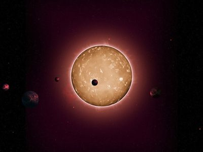 An artist's illustration of Kepler-444 and its five planets