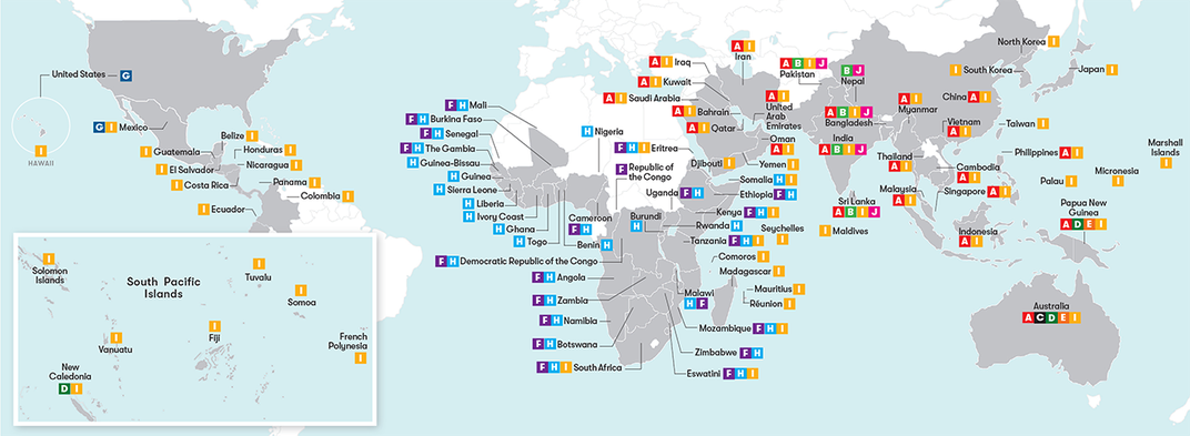 map of the world showing snakes locations