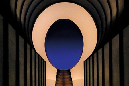 The Alpha (East) Tunnel leading toward the Oculus—an opening cut into the crater’s floor.