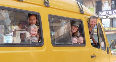 In Nepal, the Lambrecht family of Sebastopol, California is loving life and local transport.