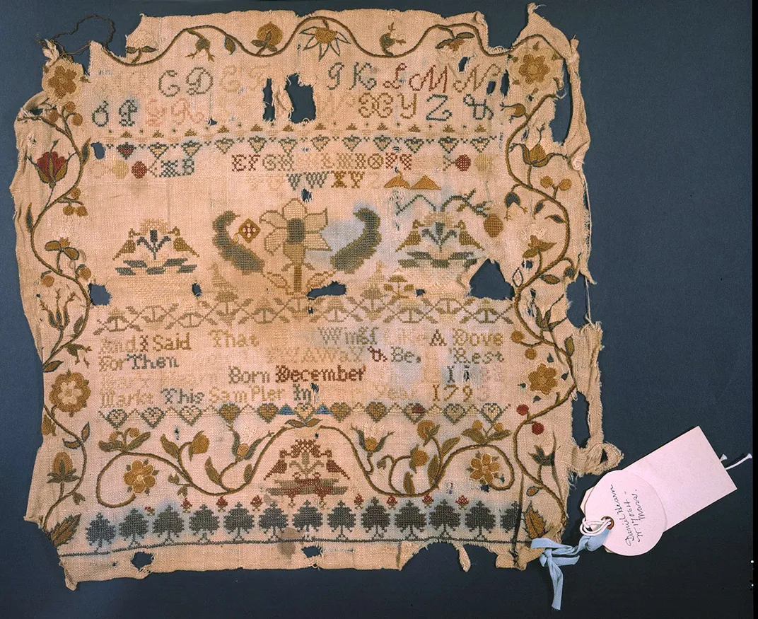 A sampler created by Mary Hearn in 1793