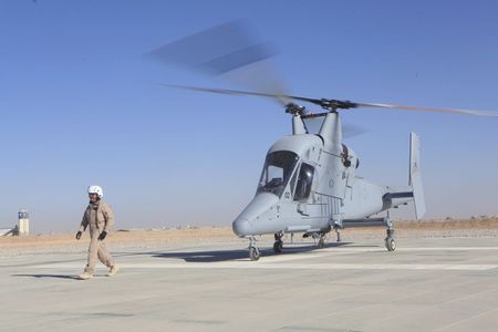 An unmanned K-MAX from Marine Unmanned Aerial Vehicle Squadron 1 in Afghanistan. 