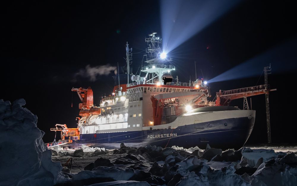 social Polarstern amidst ice