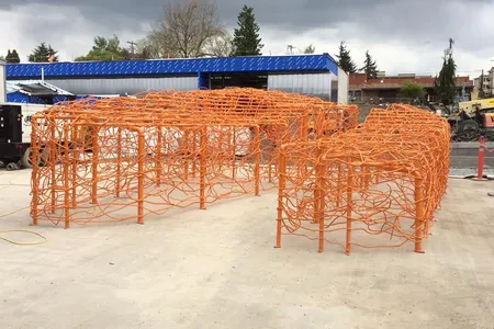 It took over 10,000 linear feet of recycled rebar to create Reclaimed. 
