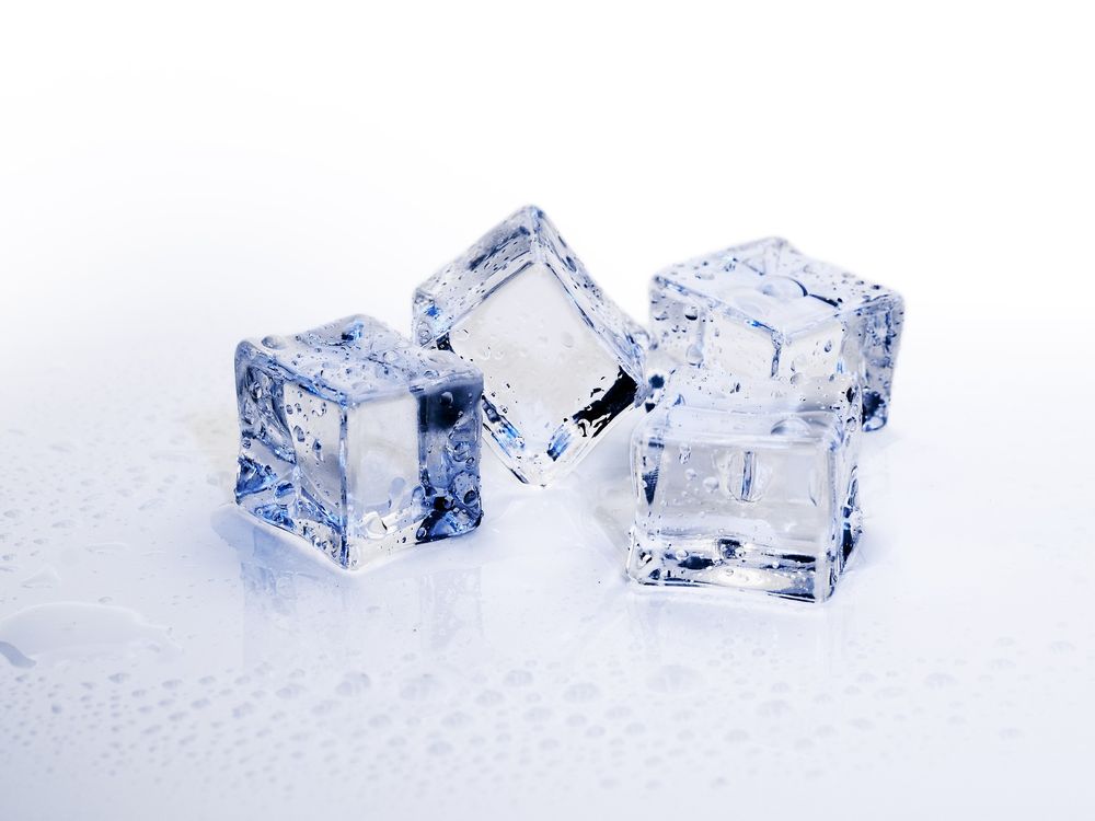 ice cubes on a white background