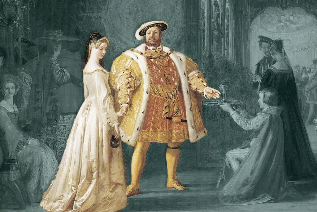 Anne Boleyn and Henry VIII in a painting by Daniel Maclise, 1835