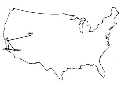 The development of ARPANET, the precursor of the modern internet, from December 1969 to March 1977