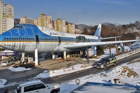 This jumbo jet found a new life as a restaurant in Seoul, South Korea.