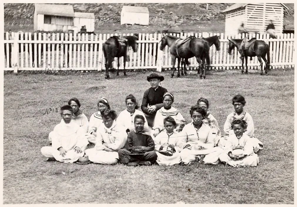 Missionary Father Damien with the Kalawao Girls Choir around 1878