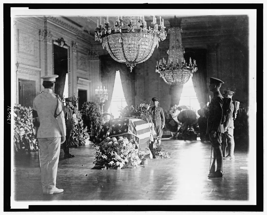 Warren G. Harding's body lying in state at the White House