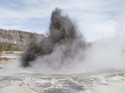 A 2009 hydrothermal explosion at Biscuit Basin, similar to the one that happened this week.