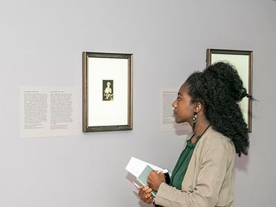 Thirteen “Because of Her Story” interns spent the summer uncovering stories of remarkable American women and learning museum practice. Pictured: Stella Hendricks, intern, National Portrait Gallery. (Michael Barnes)