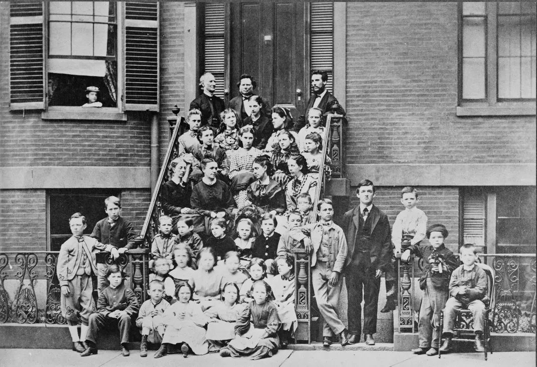 Students at a school for deaf students with Alexander Graham Bell