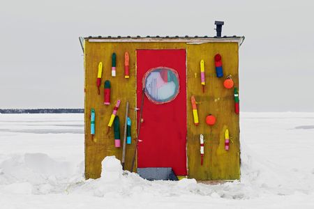Quebec Ice fishing is a highly social affair for Quebecois, who tend to let their freak flags fly. This dwelling, clad in buoys from the local lobstering industry, belonged to a man named Pierre. “An eccentric fellow, as most of these guys are,” says photographer Richard Johnson.